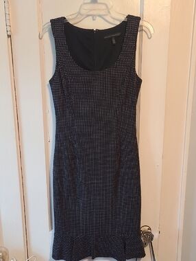 White House Black Market Black and White Dot Midi Sheath Dress